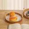 1Pc Woven Rattan Storage Basket With Strap Handle Round Tray For Bread Snacks Fruits Picnic - Home Organization Basket