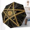 Golden Pentagram Mouse Pad, Mystic Star Design for Wicca Enthusiasts Umbrella, Cute Umbrella with Cute Design, Portable 3-Fold Compact Umbrella for Me