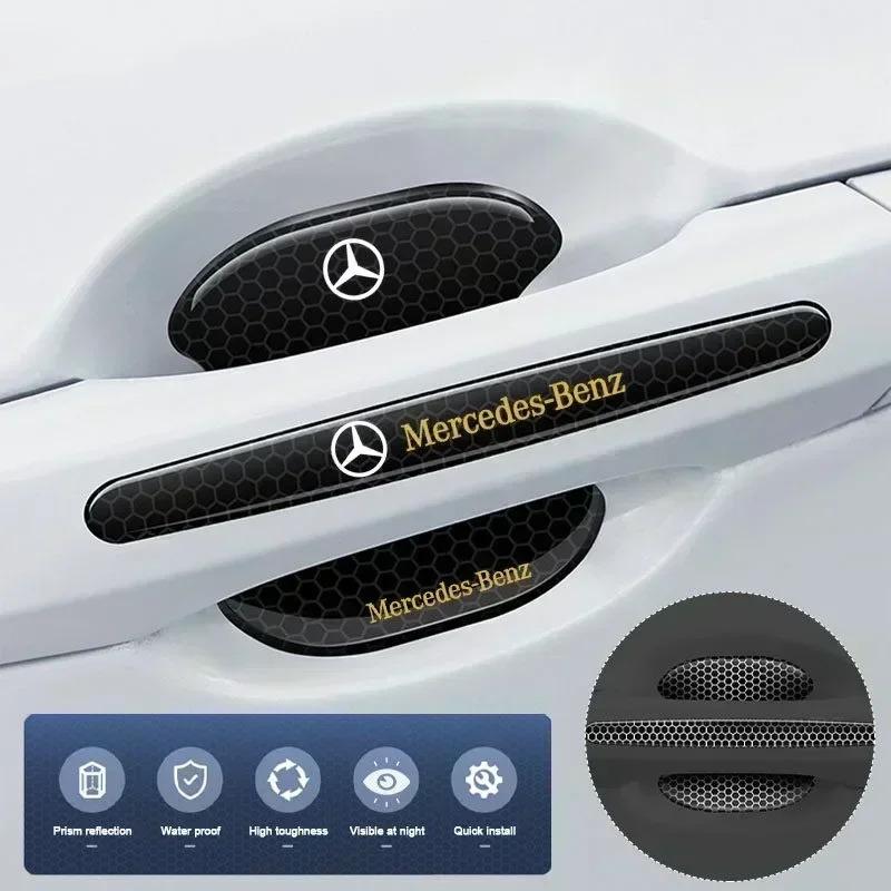 CQK1 Car Door Handle Protector Bowl Anti Scratch Reflective Sticker For Mercedes Benz   A C E   CLA180 GLB200 GLC300  CLS GLA E Class