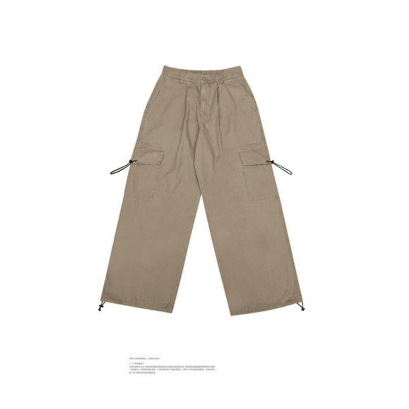 Retro Spring and Summer Wide-leg Basic Drawstring Overalls Men's and Women's Versatile Loose Leggings Casual Pants Thin