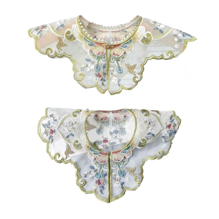 Elegant Embroidery Flower Decorative False Collar Female Sweater Shirt Dress Clothes Sewing Collar Shawl False Collar