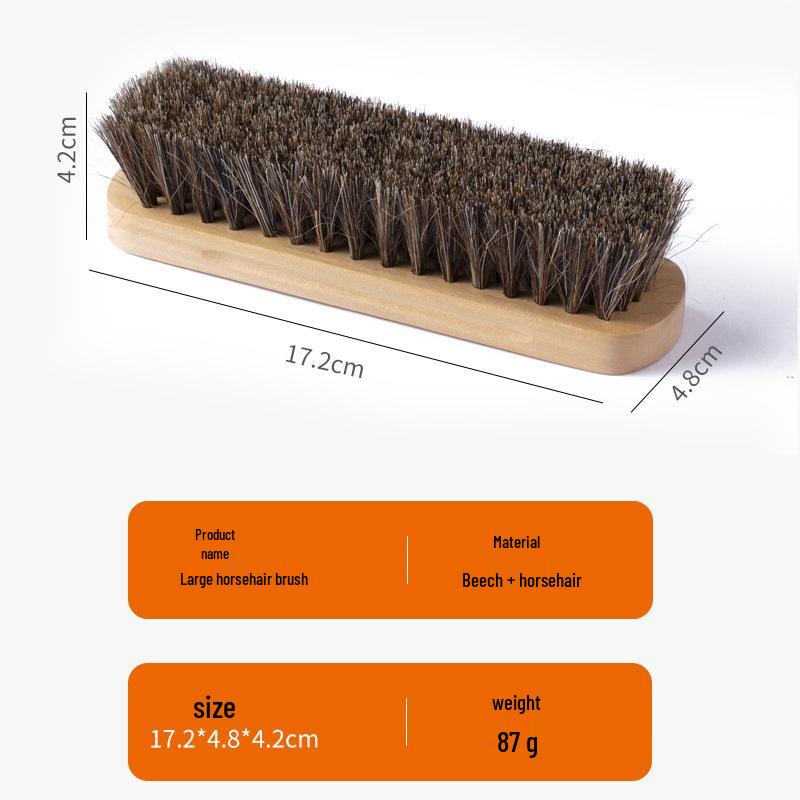 617 Large Beechwood Shoe Polishing Brush – Raw Wood, Clear Water Horsehair, Gentle On Leather for Cleaning and Care.
