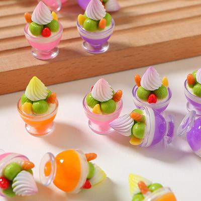 6 stk Dukkehus Miniature Flødekop Sundae Is Legetøj Mini Dessert Model Tilbehør Boligindretning Dekoration