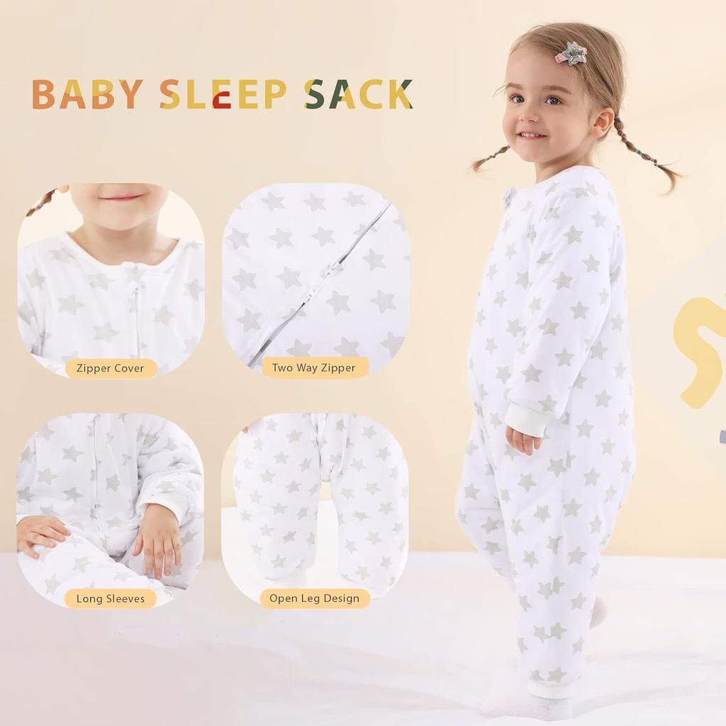 HOMEAL Toddler Sleep Sack 2T, Sleep Sack 3T, Sleep Sack with Feet, 2.5 Tog Toddler Sleeping Sack with Legs, Winter Long Sleeve Sleep Sack Baby, Sleep