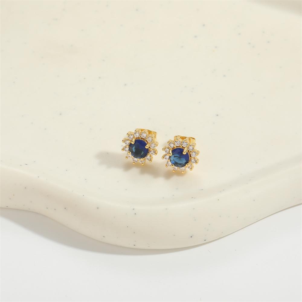 2025 New Fashion Women Simple Round Gem Inlaid Zircon Stud Earrings Hip Hop Creative Small Fashion Earrings Accessories