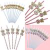Teddy Bear Party Paper Straws For Cake Decor And Drink Presentation