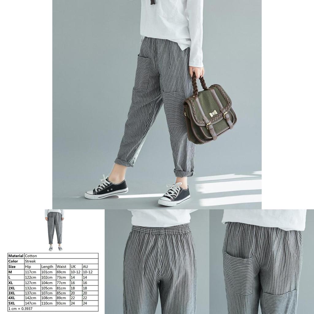 Women's Plus Size Harem Pants With Stylish Stripes And Comfortable Casual Fit