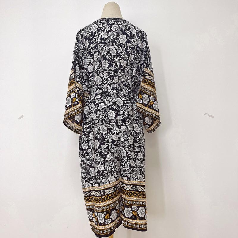 Boho Beach Cover Up Kimono Style Cotton Swimwear Overlay Women Lightweight UV Protection Coverup In 3 Colors