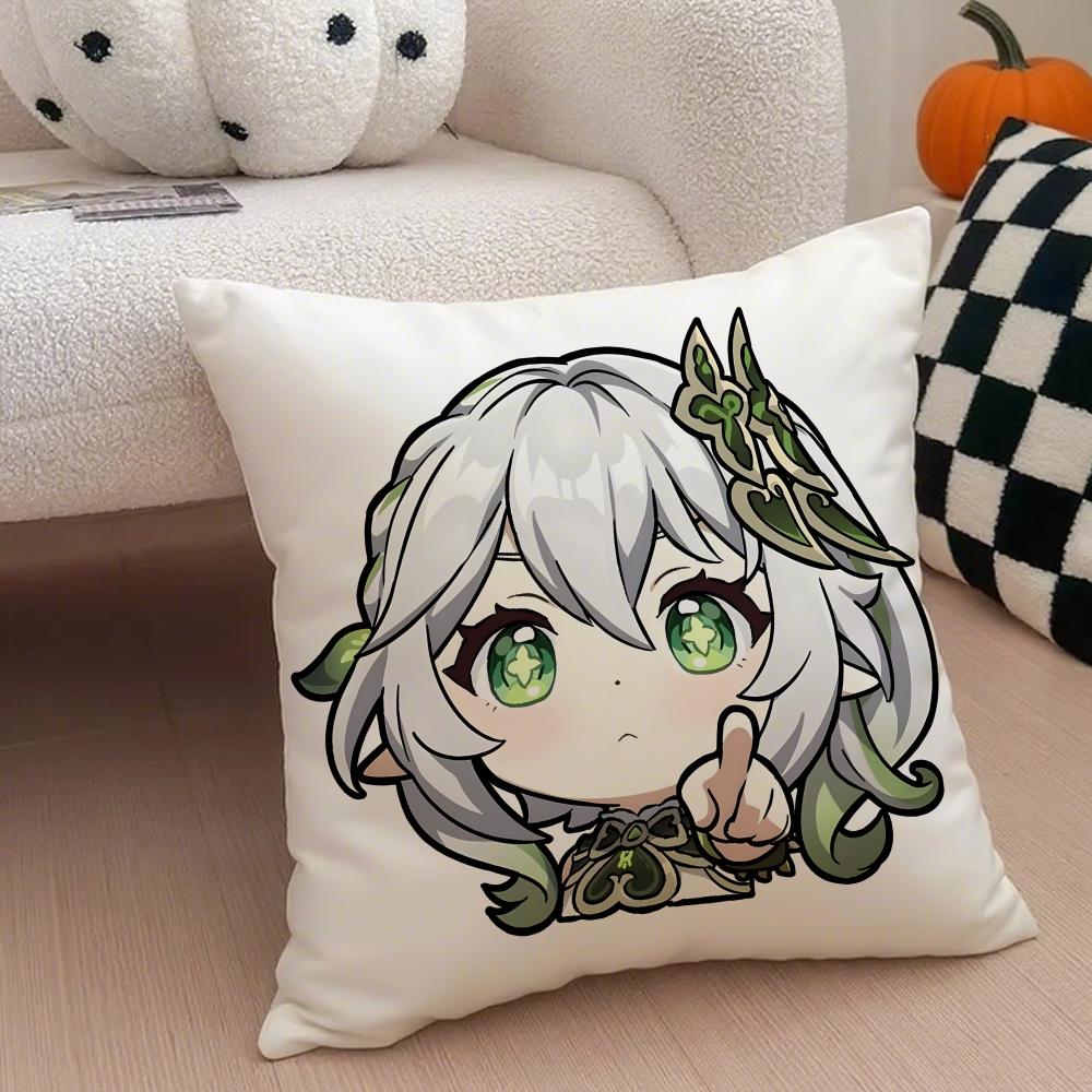 MiHoYo heiß lustig Genshin Emotes Meme Kissenbezug Überwurf-Kissenbezug Versteckter Knopf Strapazierfähiges Polyester Stuhlkissen