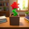 3D Printed Pixel Rose Ornament, Plastic Flower Decor for Desktop & Holiday Gifts