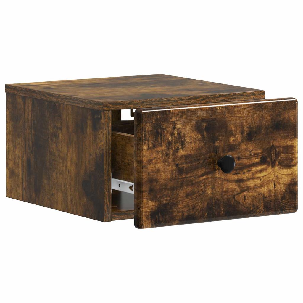 Wall Mounted Nightstand Smoked Oak 34.5 x 33 x 20 cm