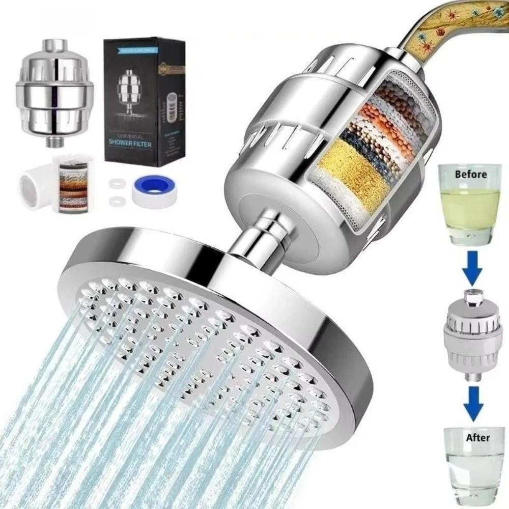 15-stufige Duschkopf-Hartwasserfilter Hochdruck-Filtration Duschkopf Entfernt Chlor 6-Zoll-Duschkopf