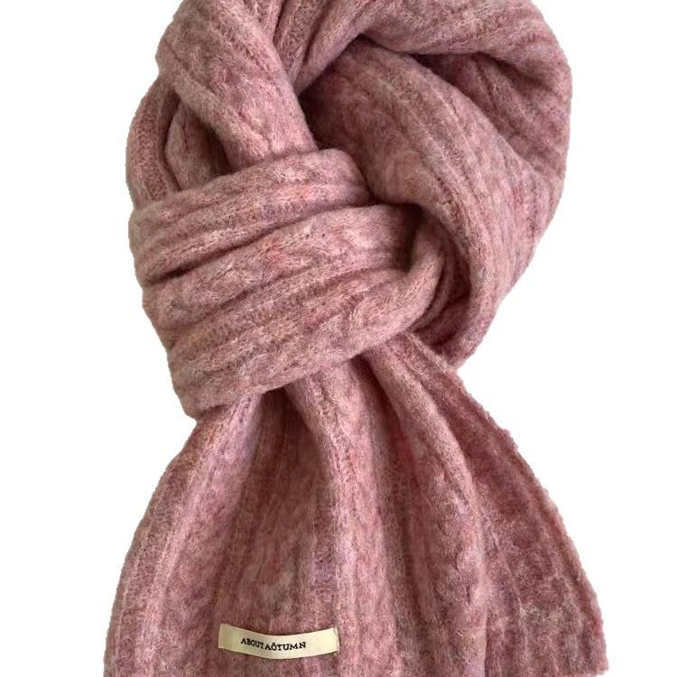 Wool Blended Knitted Scarf for Women In Winter Korean Style Soft and Waxy Fashionable Versatile Warm Student Couple Autumn and Winter Scarf for Men
