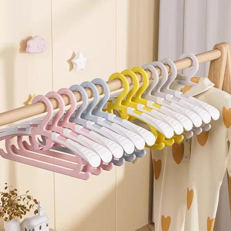 10Pcs Child Wide Shoulder Thickened Non-Slip Clothes Hanger Household Clothes Rack Clothes Drying Rack Plastic Clothes Hanger