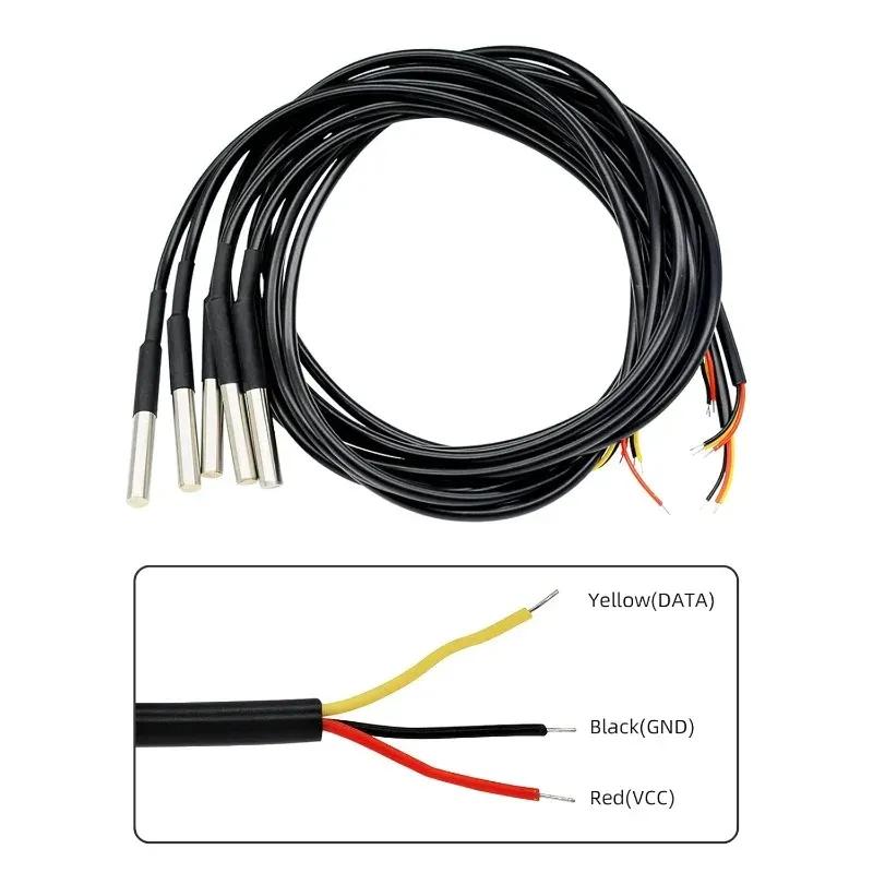 

5PCS Waterproof DS18B20 Digital Thread Temperature Probe Temperature Sensor Stainless Steel Package 1m 18B20 Wires Arduino