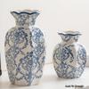 Vintage Blue & White Porcelain Ceramic Vase for Home Flower Arrangement