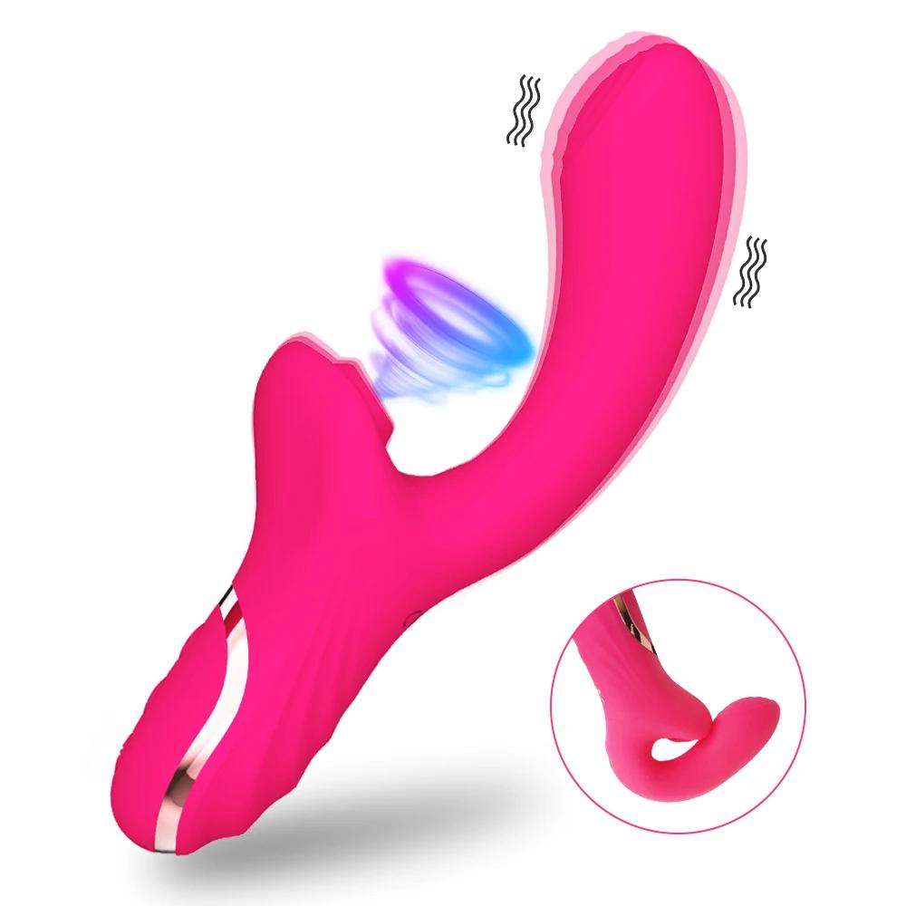 3 In 1 Clit Sucker Dildo Vibrator for Women Clitoris G Spot Tongue Licking Vacuum Stimulator Adult Goods for Female Sex Toys