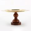 Vintage Metal Solid Wood Base Fruit Bowl Round Gold Storage Tray High Dried Fruit Dessert Plate Home Countertop Decorative Plate