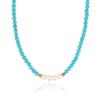 Natural Freshwater Pearl & Turquoise Bohemian Choker Necklace for Women
