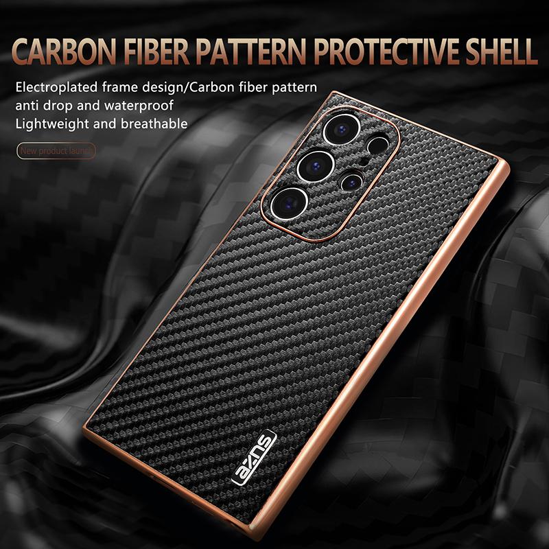 Ηλεκτρολυτική Θήκη Τηλεφώνου με Μοτίβο Ανθρακονήματος Για Samsung Galaxy S23 S24 FE S22 Ultra Plus S21FE A25 A54 A55 5G A14 A15 Καλύμματα