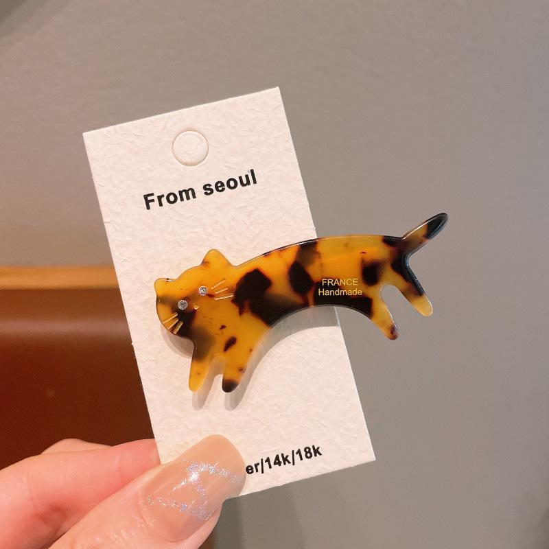 Spring Acetic Acid Cute Cat Hair Clip for Women - Stylish Side Clip & Flyaway Accessory