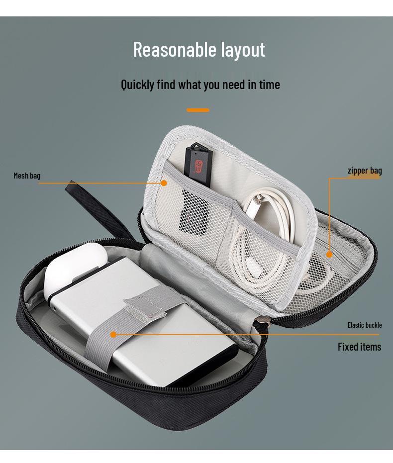 Sac de Rangement Portable à Main pour Accessoires Mobiles - Câbles de Données, Batteries Externes, Écouteurs, Conception Anti-Collision