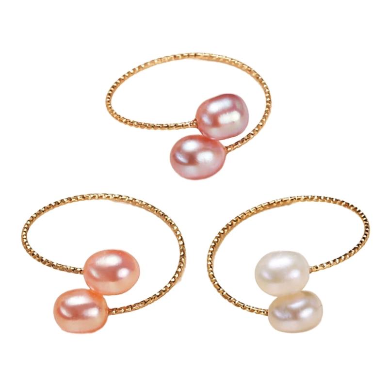3PC Baroque Pearls Rings Adjustable Open Rings Finger Decoration for Women Girls 1