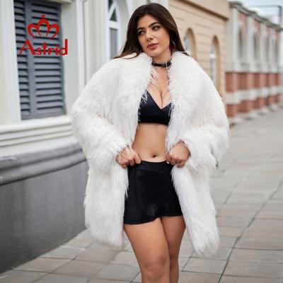 Abrigo largo de piel sintética para mujer, chaqueta de piel tipo cárdigan holgada de invierno de talla grande, abrigo elegante de lujo para mujer, abrigo peludo para niña AN-30202