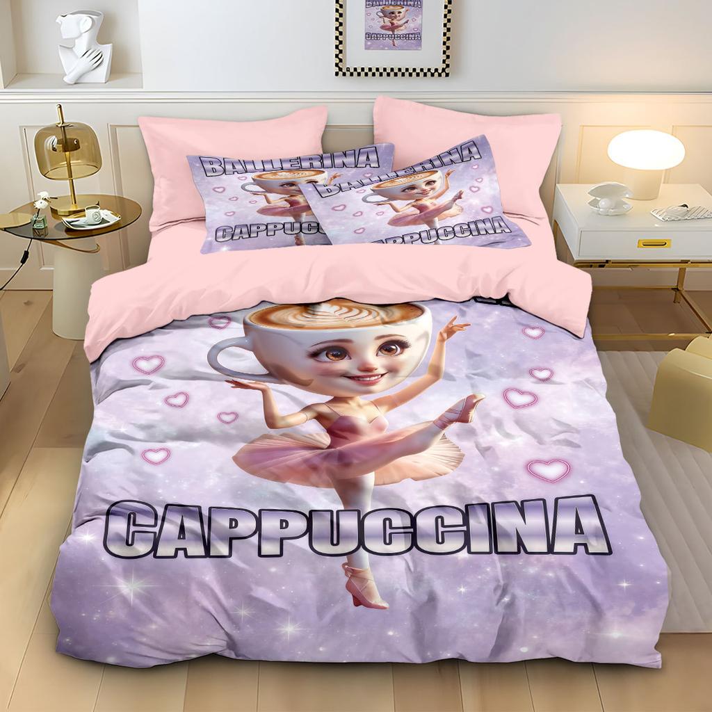 Cartoon ai Brainrot Tung Tung Sahur Bedding Set Bedroom Decoratio Duvet Cover Pillowcase Adult Boy Girl Single Double Large Siz