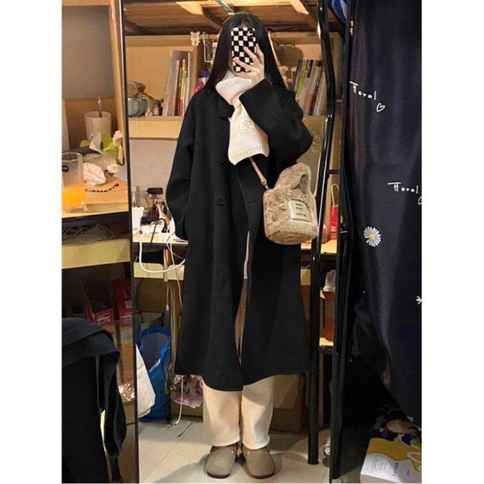 

Pink High-End Petite Women s Woolen Coat - 2026 Autumn/Winter Mid-Length Cape Jacket 2XL чорний