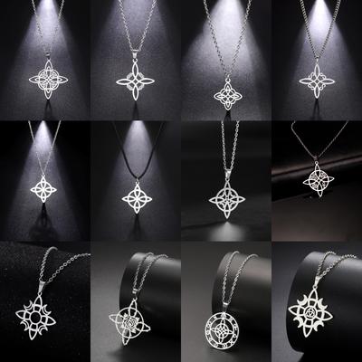 Elegant Hollow Out Celtic Knot Wiccan Pendant Necklace Fashion Minimalist Jewelry