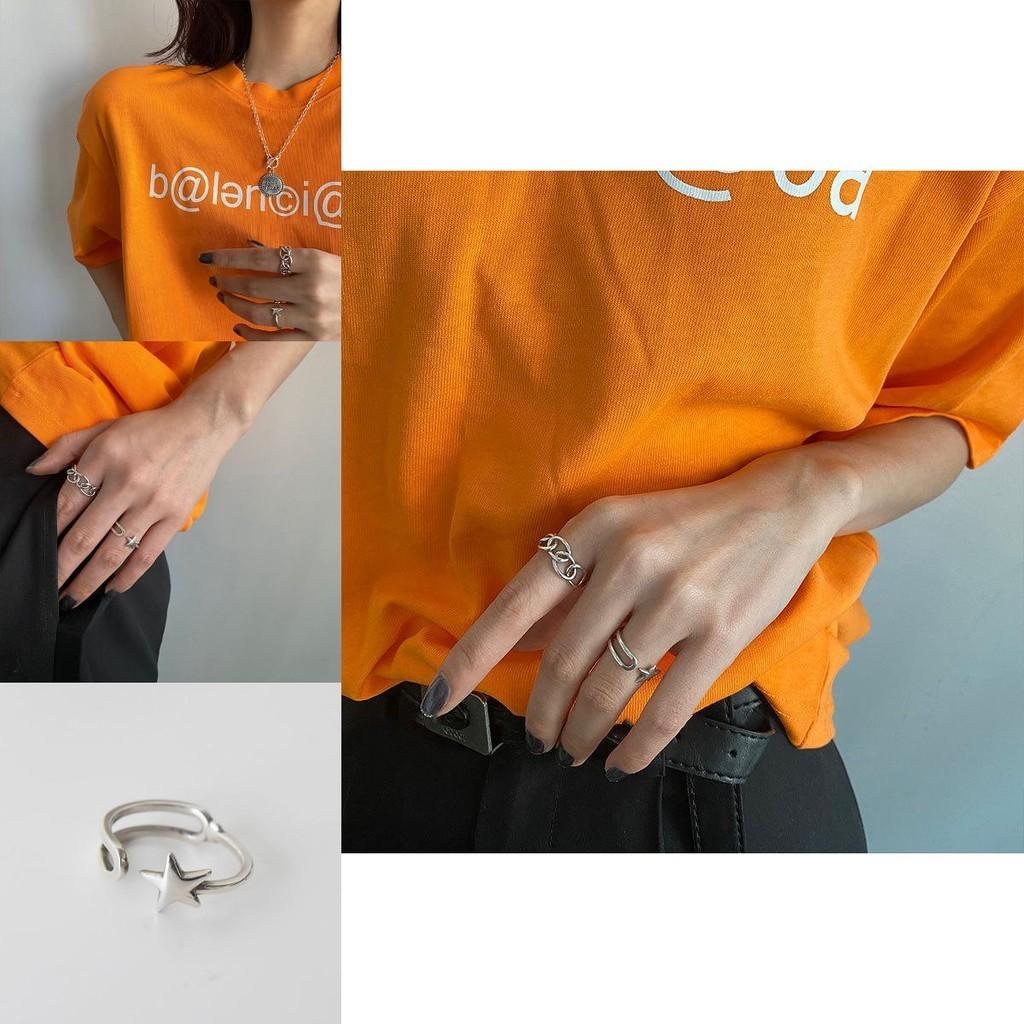 Silver Eyecatching S925 Hollow Star Ring For Women Adjustable For Comfort And Style