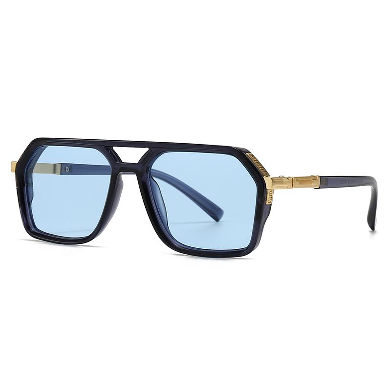 Nieuwste Europese en Amerikaanse Stijl Mannen Aviator Brillen Retro Dubbele Brug Vierkant Montuur Zonnebrillen Grensoverschrijdend Direct Leverbaar 62013