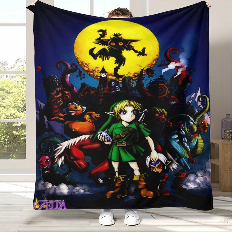 Retro Z-Zelda Cartoon Link Spiele Flanelldecke, Ultra Weiche Warme Plüschdecke für Zuhause Schlafzimmer Bett Sofa Abdeckung Camping Picknick Kind