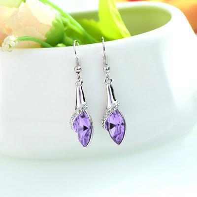 1 Pair Long Earrings Sparkling Decorative Exquisite Stylish Earrings with Faux Gem Water Drop Pendant for Women