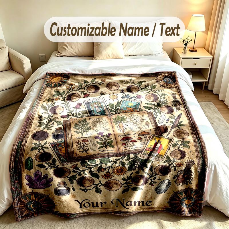 Coperta Morbida Tema Magia Fantasy Personalizzata con Nome Testo Stampato Coperta Calda Decorazione Divano Casa Camera da Letto