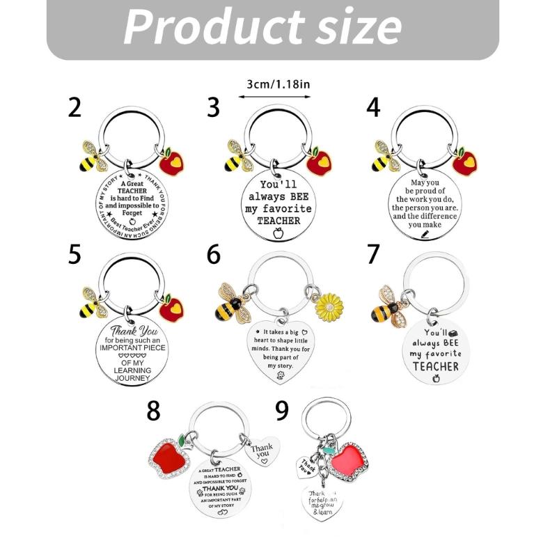 Teacher Appreciation Keychain for Teachers, Polished Metal Bag Charm with Engraved Pendant for Daily Keys and Bags