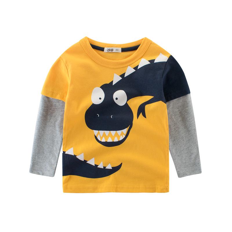 Spring Kids Long Sleeve Dinosaur Pullover T-shirt for Boys - Round Neck Children s Base Layer 100 cm