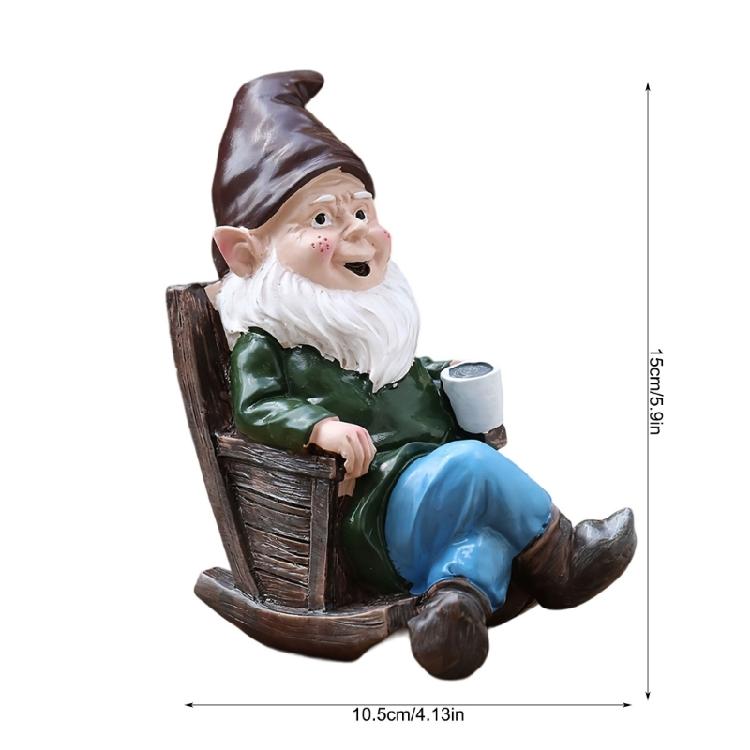 Swing Chair Gnome Miniature Garden Landscape Sculpture Outdoor Garden Statue