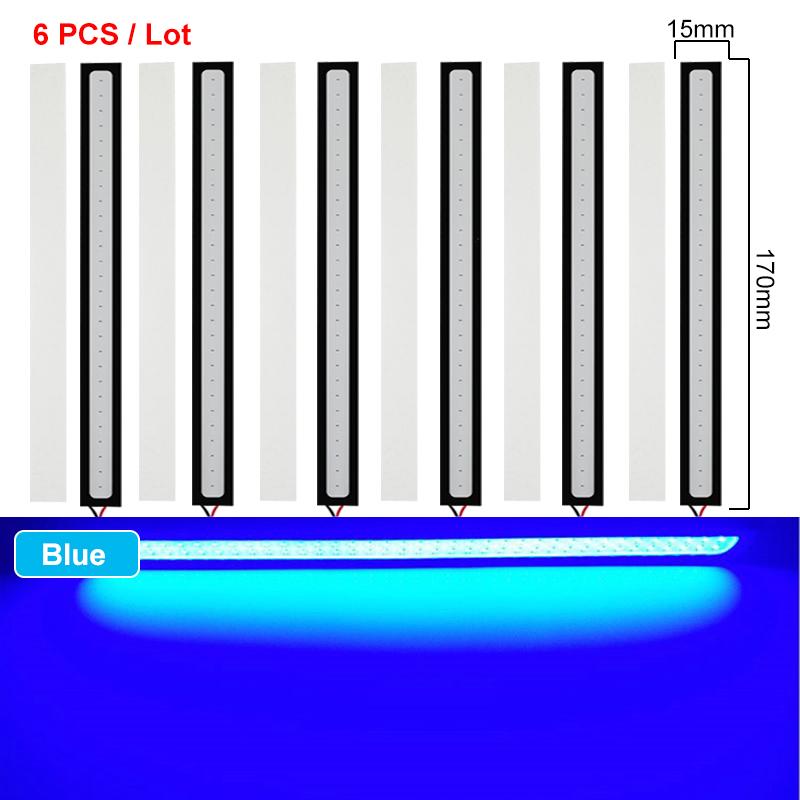 6 PCS Super Bright 17CM LED COB Fog Bulbs Car DRL LED Strip Daytime Running Lights bar 12V 6500K Auto Interior Styling Lamp