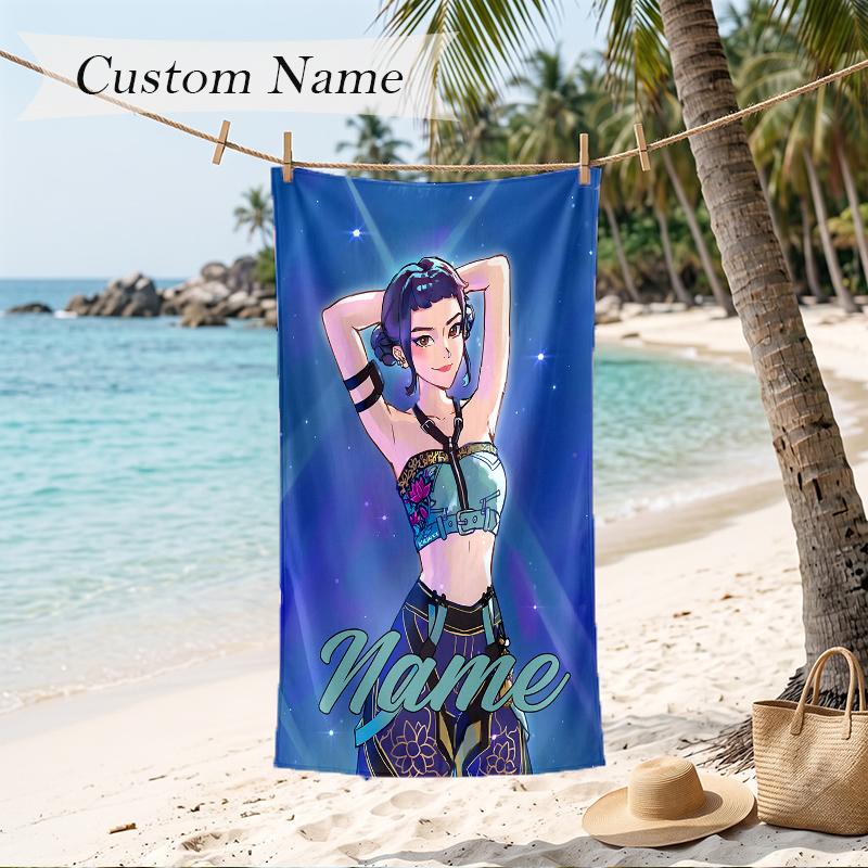 zoey Custom Name Printed Beach Towel Personalized Soft Towel For Swimming Beach Travel