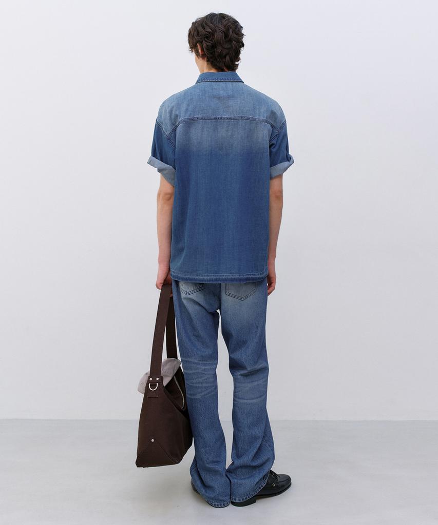 INSILENCE Flash Half Denim Shirt Washed Blue