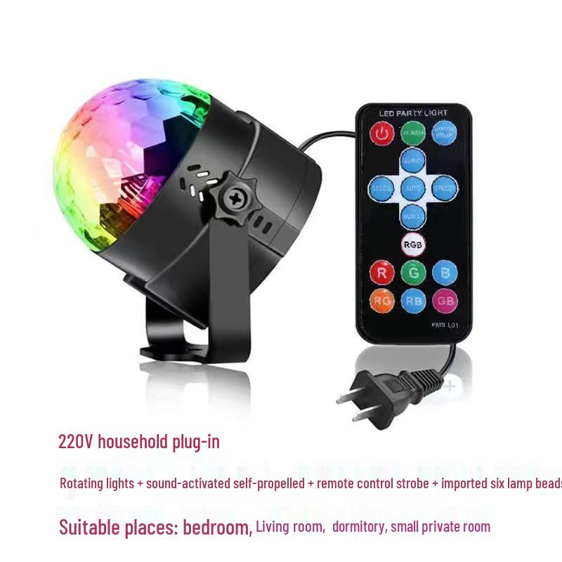 Sound-Activated Seven-Color LED Rotating Crystal Stage Light for Disco, KTV, and Bars