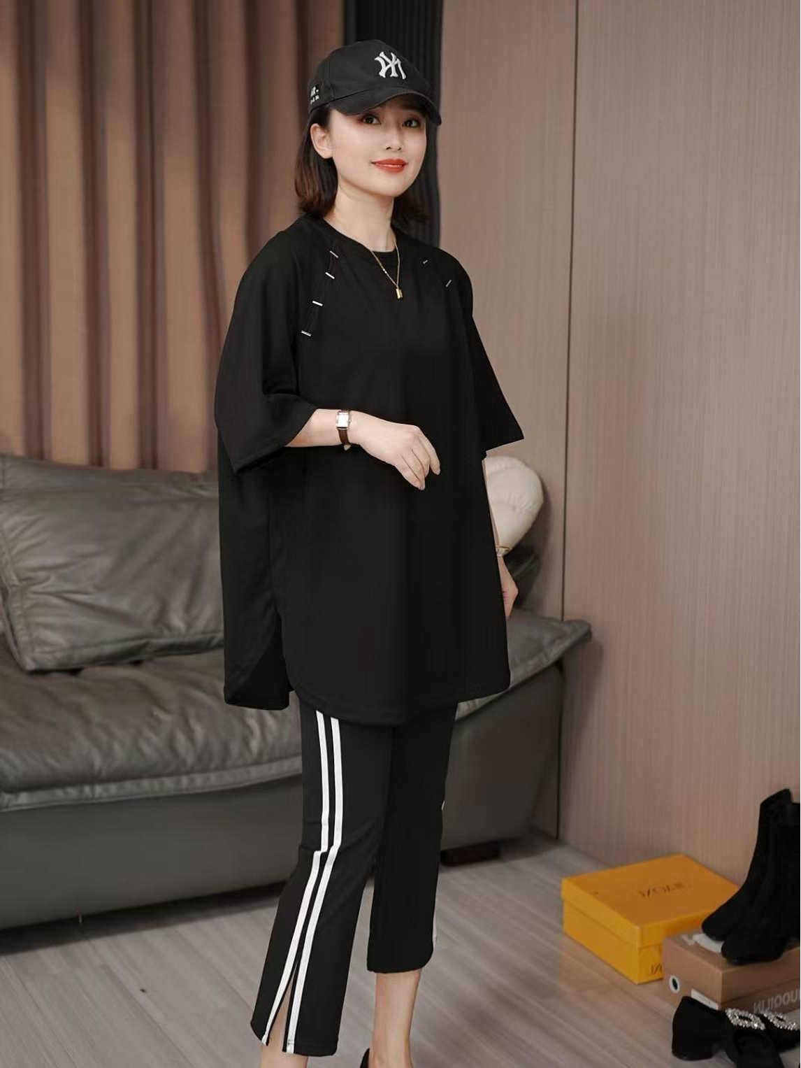 

Women s 2025 Spring/Summer Solid Color Casual Oversized T-Shirt One Size чёрный