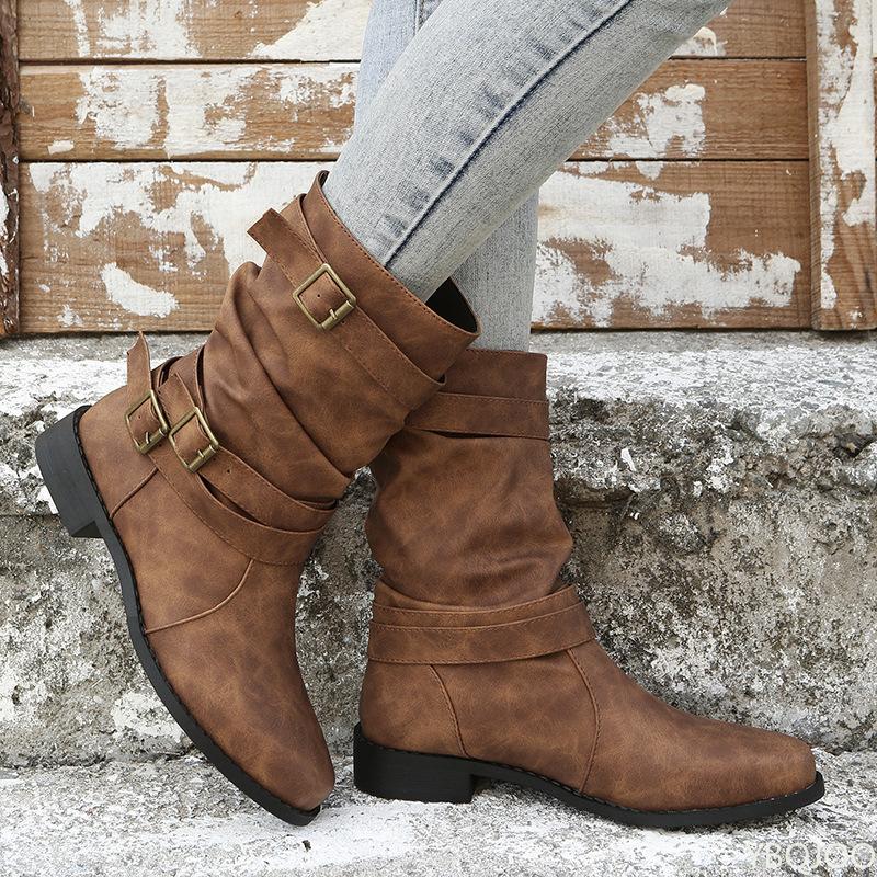 

Женские ботинки большого размера осень зима новый стиль на плоской подошве низкий каблук простые удобные универсальные межподошва женские ботинки 41 коричневый