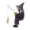 Witch Fishing Statue Decor UV Resistant Waterproof Halloween Resin Gothic Figure Garden Pond Edge Ornament