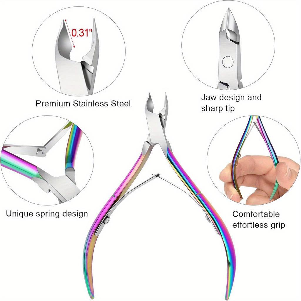 Xiaomi 4 Pcs Stainless Steel High-Quality Cuticle Nipper Precision Dead Light Beige Remover Nail and Toenail Peeling Tool Dual Spring