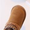 Winter Children Snow Boots  Toddler Boys Girls Genuine Leather Warm Plush Zip Side Non-slip  Shoes