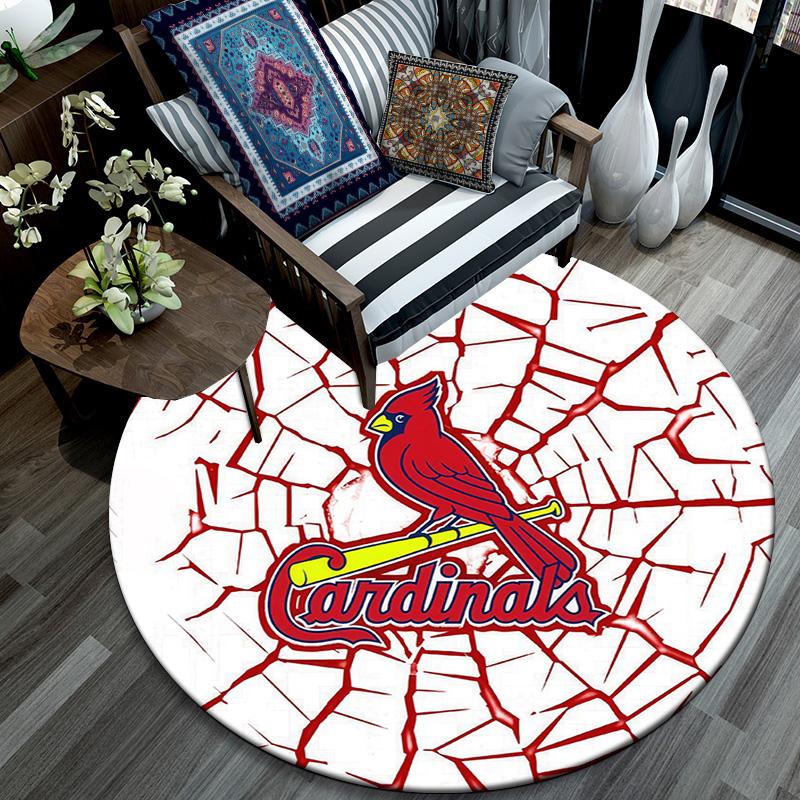 St.Louis Cardinals Round Area Rug,Carpet Rug for Living Room Bedroom Sofa Playroom Decor,Non-slip Floor Mat