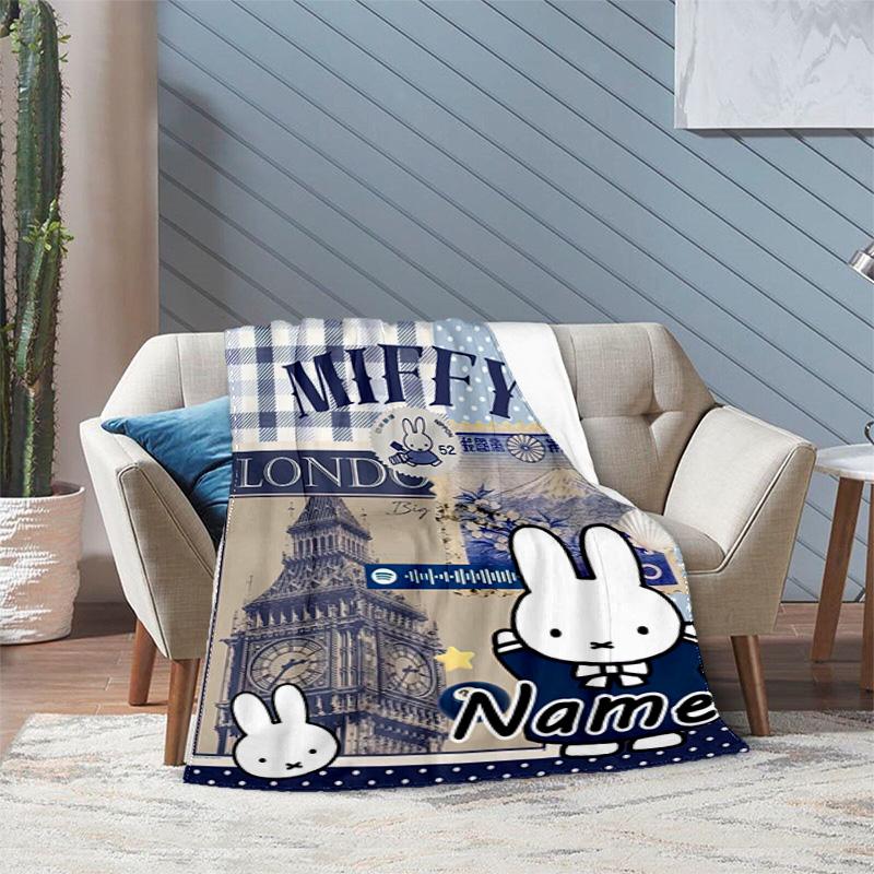 Miffy London Custom Name Blanket Suitable All Seasons Soft Comfortable Sofa Office Home Blanket Soft And Comfortable Camping Trip